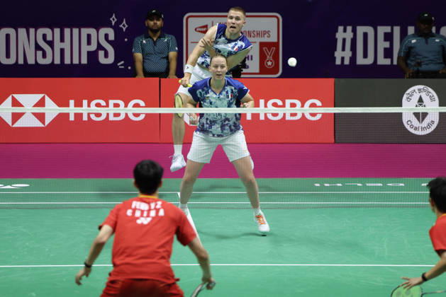 Thom Gicquel and Delphine Delrue Badminton World Champions - New Delhi Thom Gicquel of France and Delphine Delrue of France compete in the final match of mixed doubles during the BWF World Championships 2026 at Indira Gandhi Indoor Stadium in New Delhi, India on August 23, 2026. Photo by Anshuman Akash ABACAPRESS.COM New Delhi India Copyright: xAkashxAnshuman ABACAx