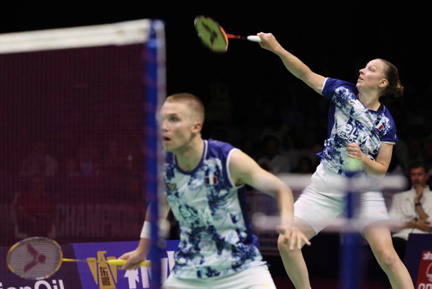 Thom Gicquel and Delphine Delrue Badminton World Champions - New Delhi Thom Gicquel of France and Delphine Delrue of France compete in the final match of mixed doubles during the BWF World Championships 2026 at Indira Gandhi Indoor Stadium in New Delhi, India on August 23, 2026. Photo by Anshuman Akash ABACAPRESS.COM New Delhi India Copyright: xAkashxAnshuman ABACAx