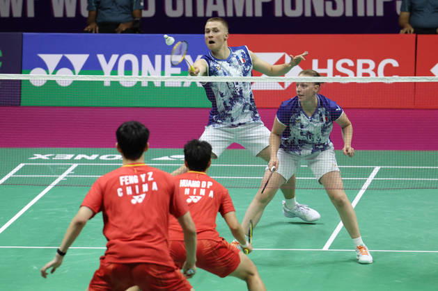 Thom Gicquel and Delphine Delrue Badminton World Champions - New Delhi Thom Gicquel of France and Delphine Delrue of France compete in the final match of mixed doubles during the BWF World Championships 2026 at Indira Gandhi Indoor Stadium in New Delhi, India on August 23, 2026. Photo by Anshuman Akash ABACAPRESS.COM New Delhi India Copyright: xAkashxAnshuman ABACAx
