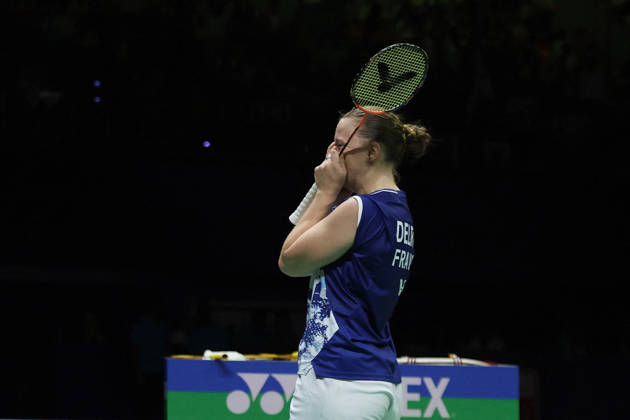 Thom Gicquel and Delphine Delrue Badminton World Champions - New Delhi Thom Gicquel of France and Delphine Delrue of France compete in the final match of mixed doubles during the BWF World Championships 2026 at Indira Gandhi Indoor Stadium in New Delhi, India on August 23, 2026. Photo by Anshuman Akash ABACAPRESS.COM New Delhi India  Copyright: xAkashxAnshuman ABACAx