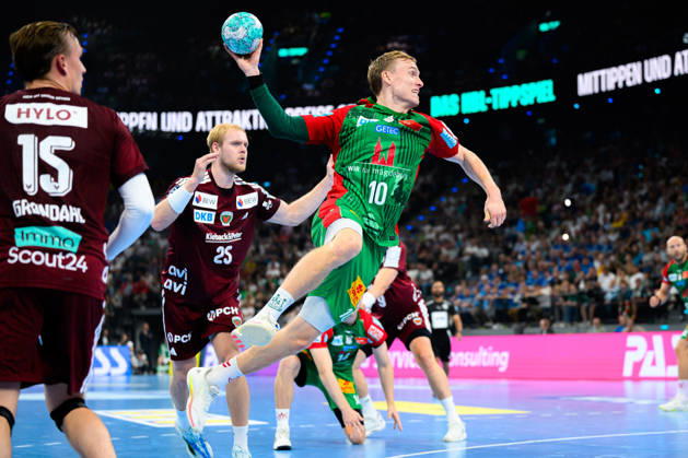Muenchen: HBL Super Cup 2026 - SC Magdeburg - Fuechse Berlin Gisli Thorgeir Kristjansson (SC Magdeburg) Muenchen SAP Garden Bayern Deutschland