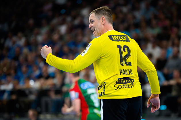 Muenchen: HBL Super Cup 2026 - SC Magdeburg - Fuechse Berlin Torhueter Andreas Palicka (Berlin) Jubel Freude Emotion Muenchen SAP Garden Bayern Deutschland