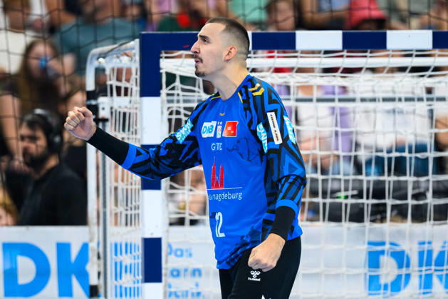 Muenchen: HBL Super Cup 2026 - SC Magdeburg - Fuechse Berlin Torhueter Matej Mandic (Magdeburg) Muenchen SAP Garden Bayern Deutschland