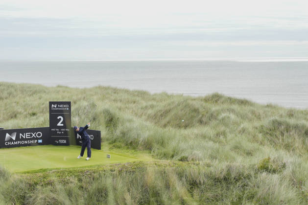 BALMEDIE, SCOTLAND - AUG 23: Yannik Paul (GER) plays from the second tee during Round 4 at the 2026 Nexo Championship at the Trump International Golf Links, Balmedie on August 23, 2026 in Aberdeenshire, Scotland The 2026 Nexo Championship