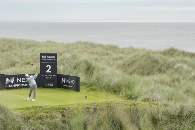 BALMEDIE, SCOTLAND - AUG 23: Lukas Nemecz (AUT) plays from the second tee during Round 4 at the 2026 Nexo Championship at the Trump International Golf Links, Balmedie on August 23, 2026 in Aberdeenshire, Scotland The 2026 Nexo Championship