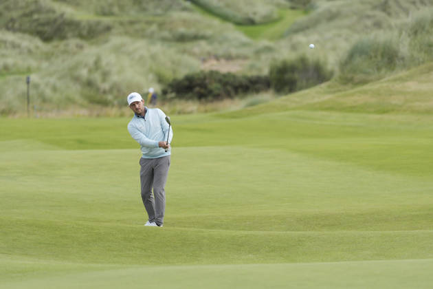 BALMEDIE, SCOTLAND - AUG 23: Lukas Nemecz (AUT) chips to the 2nd green during Round 4 at the 2026 Nexo Championship at the Trump International Golf Links, Balmedie on August 23, 2026 in Aberdeenshire, Scotland The 2026 Nexo Championship
