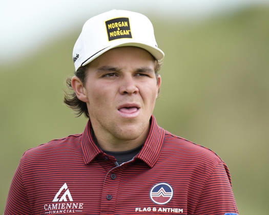 BALMEDIE, SCOTLAND - AUG 23: John Daly II (USA) walks to the 3rd green during Round 4 at the 2026 Nexo Championship at the Trump International Golf Links, Balmedie on August 23, 2026 in Aberdeenshire, Scotland The 2026 Nexo Championship