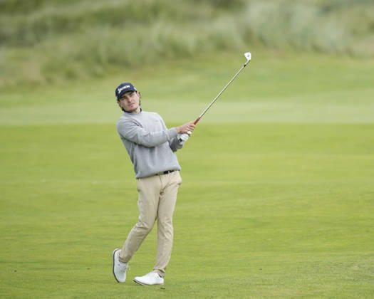 BALMEDIE, SCOTLAND - AUG 23: Maximilian Steinlechner (AUT) plays from the second fairway during Round 4 at the 2026 Nexo Championship at the Trump International Golf Links, Balmedie on August 23, 2026 in Aberdeenshire, Scotland The 2026 Nexo Championship