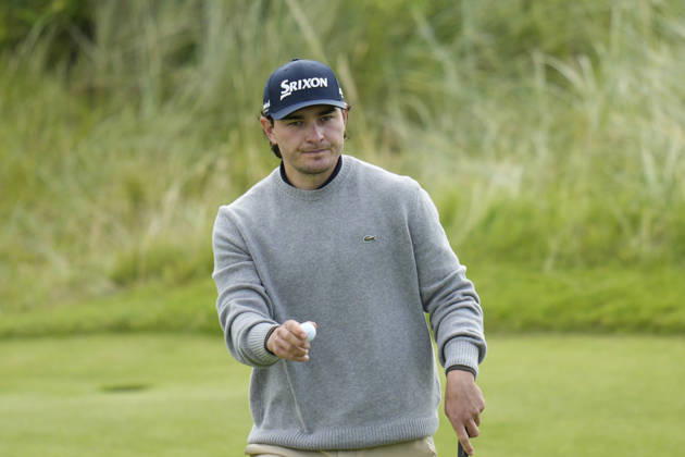 BALMEDIE, SCOTLAND - AUG 23: Maximilian Steinlechner (AUT) after holing a putt on the second green during Round 4 at the 2026 Nexo Championship at the Trump International Golf Links, Balmedie on August 23, 2026 in Aberdeenshire, Scotland The 2026 Nexo Championship