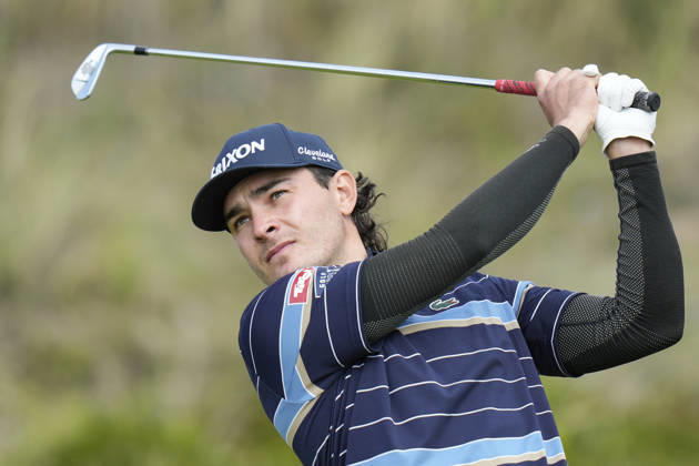 BALMEDIE, SCOTLAND - AUG 23: Maximilian Steinlechner (AUT) plays from the third tee during Round 4 at the 2026 Nexo Championship at the Trump International Golf Links, Balmedie on August 23, 2026 in Aberdeenshire, Scotland The 2026 Nexo Championship