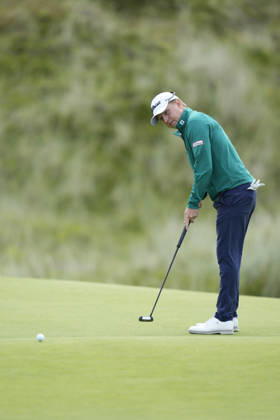 BALMEDIE, SCOTLAND - AUG 23: Albin Bergstrom (SWE) putts on the eighth green during Round 4 at the 2026 Nexo Championship at the Trump International Golf Links, Balmedie on August 23, 2026 in Aberdeenshire, Scotland The 2026 Nexo Championship
