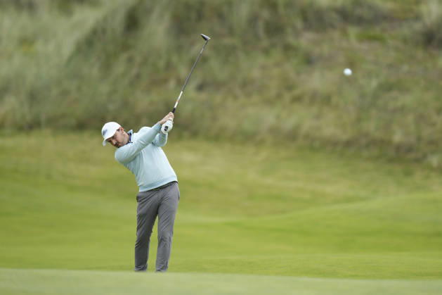 BALMEDIE, SCOTLAND - AUG 23: Lukas Nemecz (AUT) plays from the first fairway during Round 4 at the 2026 Nexo Championship at the Trump International Golf Links, Balmedie on August 23, 2026 in Aberdeenshire, Scotland The 2026 Nexo Championship