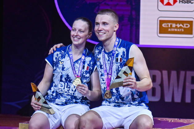 India BWF Championships 2026 France s Thom Gicquel and Delphine Delrue pose for pictures with their medals after winning the match against China s Feng Yan Zhe and Huang Dong Ping in the Mixed Doubles Finals of the BWF World Championships 2026 in New Delhi, India, on August 23, 2026. New Delhi Delhi India  Copyright: xKabirxJhangianix originalFilename:jhangiani-indiabwf260823_npfSF.jpg