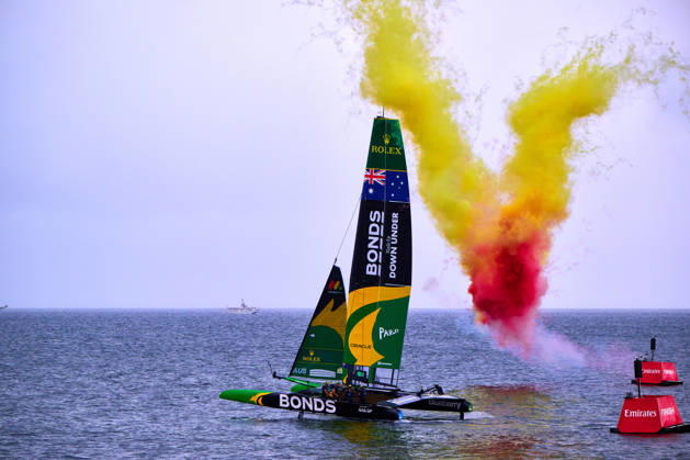 GER, Sail GP, Rockwool Germany Sail Grand Prix, Sassnitz, 22.-23.08.2026, Deutschland, Samstag, 23.08.2026, Renntag 2, BONDS FLYING ROOS - Sail GP Team - Australia; Driver - Tom Slingsby, gewinnt das Finale Rennen, GER, Sail GP, Rockwool Germany Sail Grand Prix, Sassnitz, 22.-23.08.2026, Deutschland, Samstag, 23.08.2026, Renntag 2, Copyright: xClaudiusxRauchx