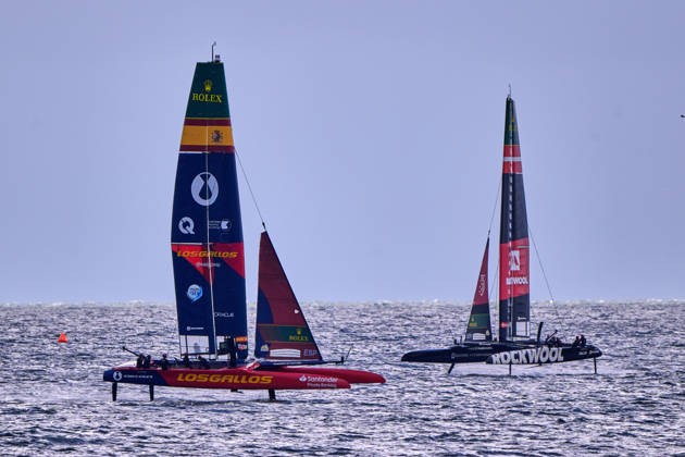 GER, Sail GP, Rockwool Germany Sail Grand Prix, Sassnitz, 22.-23.08.2026, Deutschland, Samstag, 23.08.2026, Renntag 2, LOS GALLOS - Sail GP Team - Spain; Driver - Diego Botin, ROCKWOOL RACING - Sail GP Team - Denmark; Driver - Nicolai Sehested, GER, Sail GP, Rockwool Germany Sail Grand Prix, Sassnitz, 22.-23.08.2026, Deutschland, Samstag, 23.08.2026, Renntag 2, Copyright: xClaudiusxRauchx