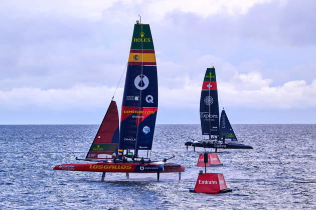 GER, Sail GP, Rockwool Germany Sail Grand Prix, Sassnitz, 22.-23.08.2026, Deutschland, Samstag, 23.08.2026, Renntag 2, LOS GALLOS - Sail GP Team - Spain; Driver - Diego Botin, EXPLORA JOURNEYS SWISS - Sail GP Team - Switzerland; Driver - Sebastien Schneiter, GER, Sail GP, Rockwool Germany Sail Grand Prix, Sassnitz, 22.-23.08.2026, Deutschland, Samstag, 23.08.2026, Renntag 2, Copyright: xClaudiusxRauchx