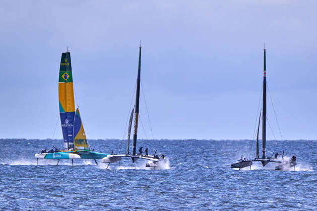 GER, Sail GP, Rockwool Germany Sail Grand Prix, Sassnitz, 22.-23.08.2026, Deutschland, Samstag, 23.08.2026, Renntag 2, MUBADALA BRAZIL - Sail GP Team - Brazil; Driver - Martine Grael, DS AUTOMOBILES FRA - Sail GP Team - France; Driver - Quentin Delapierre, BLACK FOILS - Sail GP Team - New Zealand; Driver - Peter Burling, GER, Sail GP, Rockwool Germany Sail Grand Prix, Sassnitz, 22.-23.08.2026, Deutschland, Samstag, 23.08.2026, Renntag 2, Copyright: xClaudiusxRauchx