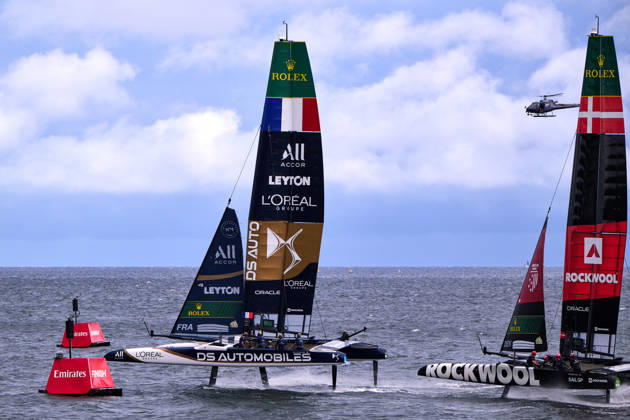 GER, Sail GP, Rockwool Germany Sail Grand Prix, Sassnitz, 22.-23.08.2026, Deutschland, Samstag, 23.08.2026, Renntag 2, DS AUTOMOBILES FRA - Sail GP Team - France; Driver - Quentin Delapierre, ROCKWOOL RACING - Sail GP Team - Denmark; Driver - Nicolai Sehested, GER, Sail GP, Rockwool Germany Sail Grand Prix, Sassnitz, 22.-23.08.2026, Deutschland, Samstag, 23.08.2026, Renntag 2, Copyright: xClaudiusxRauchx
