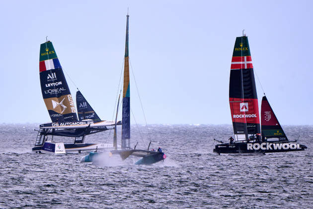 GER, Sail GP, Rockwool Germany Sail Grand Prix, Sassnitz, 22.-23.08.2026, Deutschland, Samstag, 23.08.2026, Renntag 2, DS AUTOMOBILES FRA - Sail GP Team - France; Driver - Quentin Delapierre, MUBADALA BRAZIL - Sail GP Team - Brazil; Driver - Martine Grael, ROCKWOOL RACING - Sail GP Team - Denmark; Driver - Nicolai Sehested, GER, Sail GP, Rockwool Germany Sail Grand Prix, Sassnitz, 22.-23.08.2026, Deutschland, Samstag, 23.08.2026, Renntag 2, Copyright: xClaudiusxRauchx