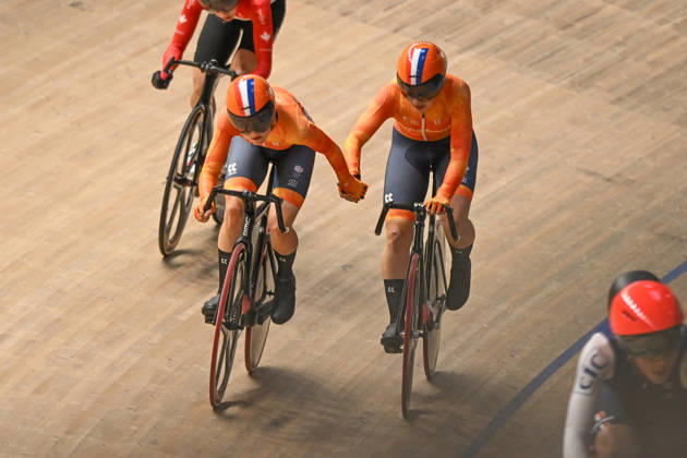 2026 UCI Junior Track World Championships Picture by Mathew Wells SWpix.com - 23 08 2026 - Cycling - 2026 UCI Junior Track World Championships - Heusden-Zolder, Flanders, Belgium - Women Madison Final - Imke Menting and Britt Jeucken of Netherlands Copyright: x xSWpix.comx(t axPhotographyxHubxLtd)xMathewxWells SWpix.comx SWP-3030-19240