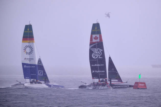 GER, Sail GP, Rockwool Germany Sail Grand Prix, Sassnitz, 22.-23.08.2026, Deutschland, Samstag, 23.08.2026, Renntag 2, GERMANY BY DEUTSCHE BANK - Sail GP Team - Germany; Driver - Erik Kosegarten-Heil, NORTHSTAR - Sail GP TeaM - CANADA; Driver - Giles Scott, GER, Sail GP, Rockwool Germany Sail Grand Prix, Sassnitz, 22.-23.08.2026, Deutschland, Samstag, 23.08.2026, Renntag 2, Copyright: xClaudiusxRauchx