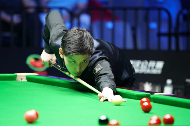 WUHAN, CHINA - AUGUST 23: Wang Xinbo of China plays a shot during the Round of 64 match against Xiao Guodong at the Wuhan Open 2026 on August 23, 2026 in Wuhan, Hubei Province of China. Xiao Guodong defeated Wang Xinbo 5-0 to advance to the Round of 32. Copyright: xTaixChengzhex 111661673577