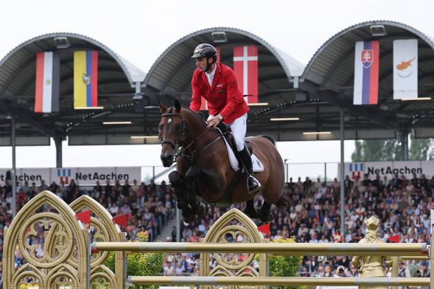 Richard Vogel (GER, Deutschland) mit Pferd United Touch S, aktueller Europameister und Sieger des Rolex Grand Prix von Aachen 2026 (CHIO Aachen), FEI Jumping World Championship, WM, Weltmeisterschaft Third Competition Individual Final LONGINES-Prize, Longines-Preis, Parcourbesichtigung, Springen, Jumping, AACHEN - FEI World Championships 2026, Finale Weltfest des Pferdesports, Reitsport Weltmeisterschaft 2026, Aachen 2026, Welcome Home 2026, Aachener Soers, 11. bis 23. August 2026, Reitsport, 23.08.2026, Aachen Aachener Soers Deutschland