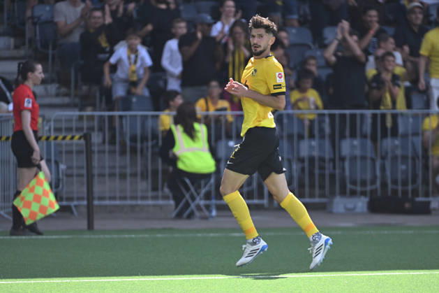 BERN, SWITZERLAND - AUGUST 23: Armin Gigovic of Young Boys celebrates his goal to make it 4:2 during the Swiss Super League match between BSC Young Boys and FC Vaduz at Stadion Wankdorf on August 23, 2026 in Bern, Switzerland. Bern Stadion Wankdorf Bern Switzerland Copyright: xJustPictures.ch ManuelxWinterbergerx jp-en-EuSpIm-MWI_2400