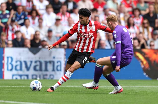 EINDHOVEN - PSV Eindhoven aanvaller Ricardo Pepi tijdens de Vriendenloterij eredivisie wedstrijd tussen PSV en FC Groningen in Philips stadion op 23 augustus 2026 in Eindhoven , Nederland. -
