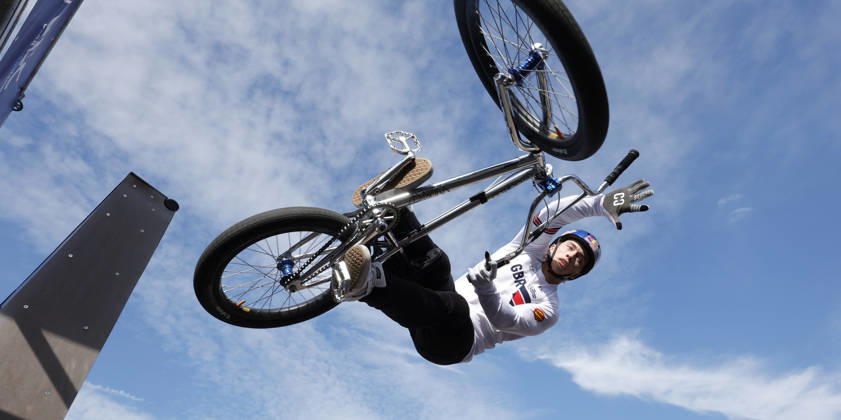 23.08.2026 Finale Männer bei der UEC BMX Freestyle Park Europameisterschaft in Darmstadt Ausrichter VC Darmstadt hier Kieran Reilly (GBR) Darmstadt Hessen Deutschland