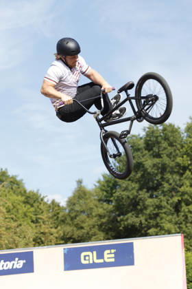 23.08.2026 Finale Männer bei der UEC BMX Freestyle Park Europameisterschaft in Darmstadt Ausrichter VC Darmstadt hier Philipp Muth Darmstadt Deutscher Meister Darmstadt Hessen Deutschland