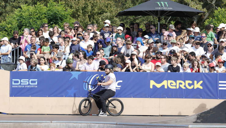 23.08.2026 Finale Männer bei der UEC BMX Freestyle Park Europameisterschaft in Darmstadt Ausrichter VC Darmstadt hier enttäuschter Philipp Muth Darmstadt Deutscher Meister Darmstadt Hessen Deutschland