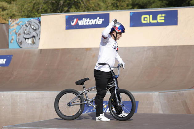 23.08.2026 Finale Männer bei der UEC BMX Freestyle Park Europameisterschaft in Darmstadt Ausrichter VC Darmstadt hier Kieran Reilly (GBR) Darmstadt Hessen Deutschland