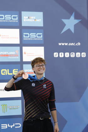23.08.2026 Finale Frauen bei der UEC BMX Freestyle Park Europameisterschaft in Darmstadt Ausrichter VC Darmstadt hier Platz drei für Lillyana Seidler (GER) Darmstadt Hessen Deutschland