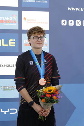 23.08.2026 Finale Frauen bei der UEC BMX Freestyle Park Europameisterschaft in Darmstadt Ausrichter VC Darmstadt hier Platz drei für Lillyana Seidler (GER) Darmstadt Hessen Deutschland