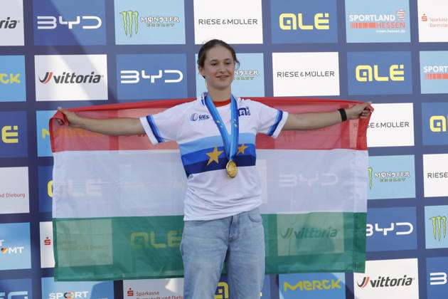 23.08.2026 Finale Frauen bei der UEC BMX Freestyle Park Europameisterschaft in Darmstadt Ausrichter VC Darmstadt hier Platz 1 Europameisterin Noemi Molnar (HUN) Darmstadt Hessen Deutschland