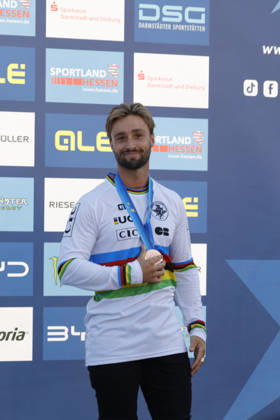 23.08.2026 Finale Männer bei der UEC BMX Freestyle Park Europameisterschaft in Darmstadt Ausrichter VC Darmstadt hier Platz 3 Anthony Jeanjean (FRA) Darmstadt Hessen Deutschland