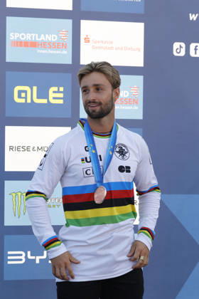 23.08.2026 Finale Männer bei der UEC BMX Freestyle Park Europameisterschaft in Darmstadt Ausrichter VC Darmstadt hier Platz 3 Anthony Jeanjean (FRA) Darmstadt Hessen Deutschland
