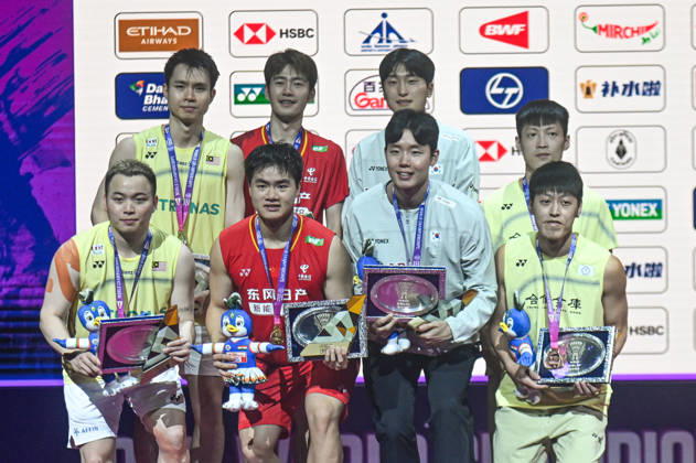India BWF Championships 2026 Finalists of the Men s Doubles pose with their medals at the BWF World Championships 2026 in New Delhi, India, on August 23, 2026. New Delhi Delhi India  Copyright: xKabirxJhangianix originalFilename:jhangiani-indiabwf260823_npqOQ