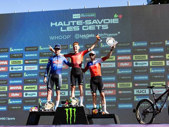 UCI coupe du monde cross country elite hommes Compagnon Michel MAXPPP - Les Gets 23 08 2026 UCI coupe du monde cross country elite hommes 1er Boichis Adrien France 2eme Van der Poel Mathieu Nederland 3eme Vidaurre Kossmann Martin CHI The 2026 UCI Mountain Bike World Series