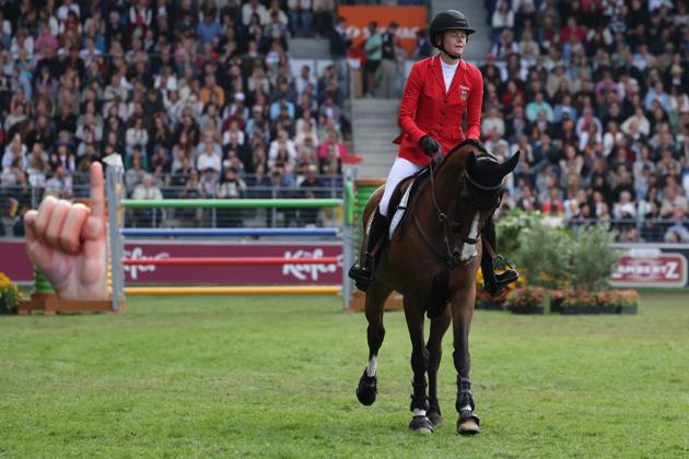 Sophie Hinners (GER, Deutschland) mit Pferd Iron Dames Singclair , Enttäuschung, Frust, geschlossene Augen , Springen, FEI Jumping World Championship, WM, Weltmeisterschaft FEI Jumping World Championship, Competition Individual Final, Longines-Prize, Longines-Preis, Finale Einzelwertung, Jumping , AACHEN - FEI World Championships 2026, Weltfest des Pferdesports, Reitsport Weltmeisterschaft 2026, Aachen 2026, Welcome Home 2026, Aachener Soers, 11. bis 23. August 2026, Reitsport, 23.08.2026, Aachen Aachener Soers Deutschland