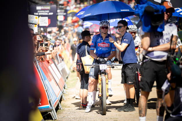 Dutch cyclist Mathieu van der Poel finished second in the UCI Mountain Bike Cross-Country World Cup race in Les Gets, France, on August 23, 2026. (CTKxPhoto MichalxCerveny) CTKPhotoF202608230014601 CTKPhotoF202608230014601
