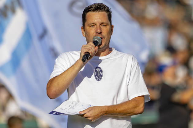 München, Deutschland 22. August 2026: DFB-Pokal - 2026 2027 - 1. Runde - TSV 1860 München gegen Holstein Kiel Im Bild: Stadionsprecher Sebastian Schäch Schaech (TSV) DFB DFL regulations prohibit any use of photographs as image sequences and or quasi-video Grünwalder Stadion Bayern Copyright: xFotostandx xSchäferx