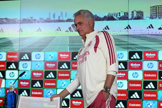 Real Madrid head coach Jose Mourinho MADRID, SPAIN - AUGUST 25: Real Madrid head coach Jose Mourinho attends the press conference, PK, Pressekonferenz at the Valdebebas training complex in Madrid, Spain, on August 25, 2026. The team completed their final training session at the facility ahead of their upcoming opening match of the La Liga season against Real Sociedad. Burak Akbulut Anadolu Madrid Spain. Editorial use only. Please get in touch for any other usage.  Copyright: x2026xAnadoluxBurakxAkbulutx
