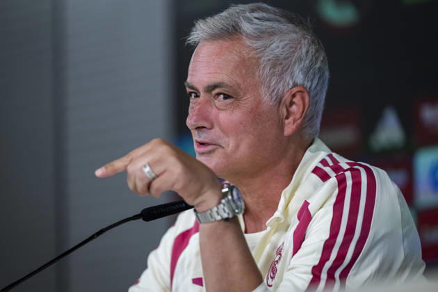 Real Madrid press conference, PK, Pressekonferenz Jose Mourinho, head coach of Real Madrid CF, speaks during the press conference ahead of their LaLiga EA Sports football match against Real Sociedad at Ciudad Real Madrid on August 25, 2026 in Madrid, Spain. Madrid Ciudad Real Madrid Madrid Spain Copyright: xAlbertoxGardinx AGardin_20260825_Foot_Rea_Mad_Tra_0203