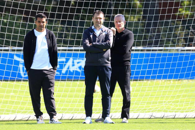 25.08.2026, DEU GER, Fussball , 2.Fussballbundesliga, Saison 2026 2027, Sportforum, Hertha BSC, Training Leiter Teammanagement Sami Allagui ( Hertha BSC ), Benjamin Weber Sportdirektor,( Hertha BSC Berlin ), Dr. Peter Goerlich ( Hertha BSC ), Geschaeftsfuehrung 2. Liga: DFB DFL regulations prohibit any use of photographs as image sequences and or quasi-video) Berlin Sportforum Berlin Deutschland Copyright: xNordphotox xEnglerx