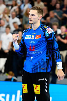 Muenchen: HBL Super Cup 2026 - SC Magdeburg - Fuechse Berlin Torhueter Dominik Kuzmanovic (SC Magdeburg) Muenchen SAP Garden Bayern Deutschland
