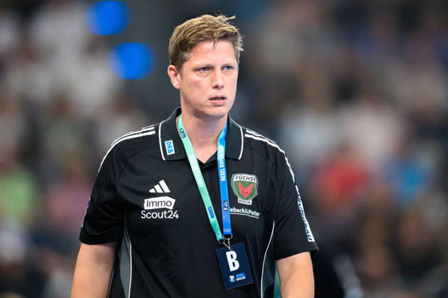 Muenchen: HBL Super Cup 2026 - SC Magdeburg - Fuechse Berlin Trainer Nicolej Krickau (Berlin) Portrait Gesicht Muenchen SAP Garden Bayern Deutschland