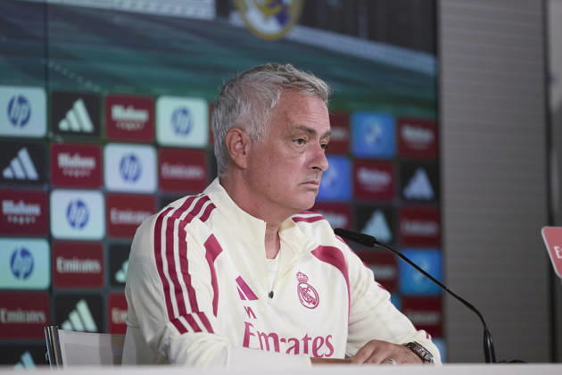 ESP: Jose Mourinho coach Real Madrid attends to a press conference, PK, Pressekonferenz Jose Mourinho, head coach of Real Madrid, attends his press conference, PK, Pressekonferenz during the training day of Real Madrid ahead the Spanish League, LaLiga EA Sports, football match against Real Sociedad at Ciudad Deportiva Real Madrid in Valdebebas, Madrid, on August 25, 2026, Spain Copyright: xAgenciaxLOFx
