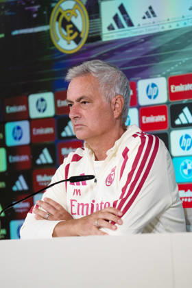ESP: Jose Mourinho coach Real Madrid attends to a press conference, PK, Pressekonferenz Jose Mourinho, head coach of Real Madrid, attends his press conference, PK, Pressekonferenz during the training day of Real Madrid ahead the Spanish League, LaLiga EA Sports, football match against Real Sociedad at Ciudad Deportiva Real Madrid in Valdebebas, Madrid, on August 25, 2026, Spain Copyright: xAgenciaxLOFx
